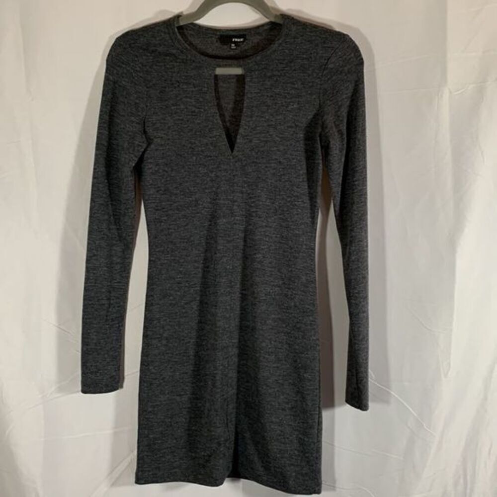 Wilfred Free Grey Low Cut Long Sleeved Mini Dress